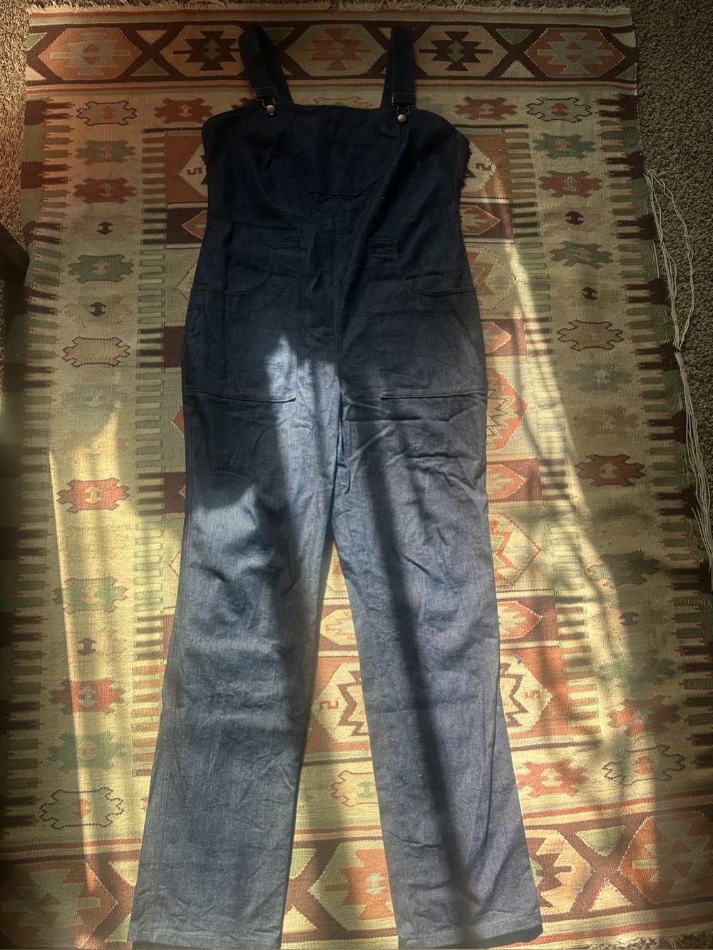 RevivALL blue upcycled denim stretch overalls size XL